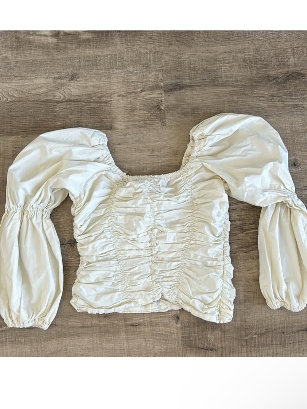 Simonett Ruched Square Neck Peasant Blouse - Picture 3 of 5